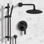 Remer SFR40 Matte Black Shower System with 8 Inch Rain Shower Head and Hand Shower